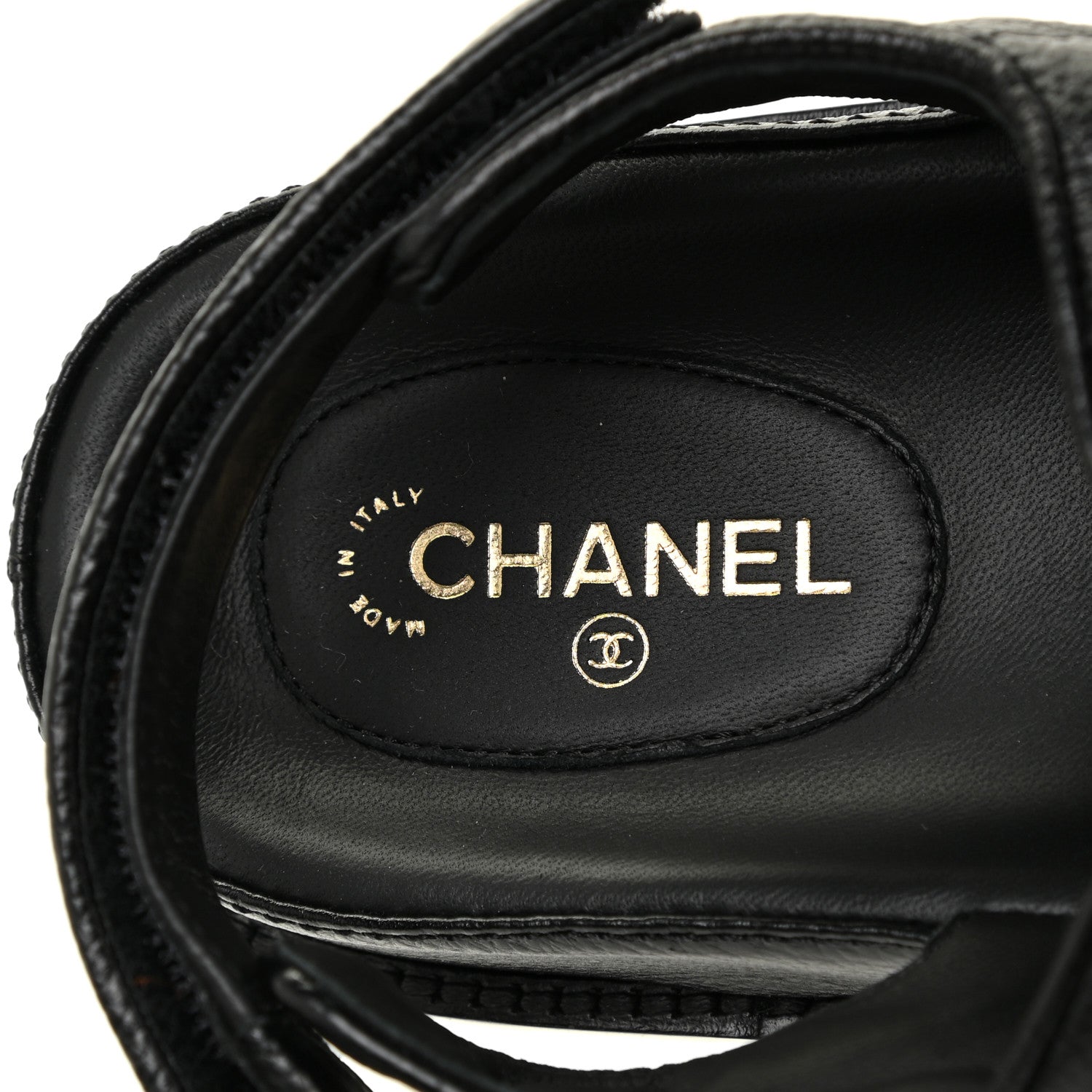Chanel Grained Calfskin Velcro Dad Sandals 37.5 Black 9 of 11