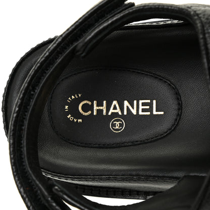 Chanel Grained Calfskin Velcro Dad Sandals 37.5 Black 9 of 11