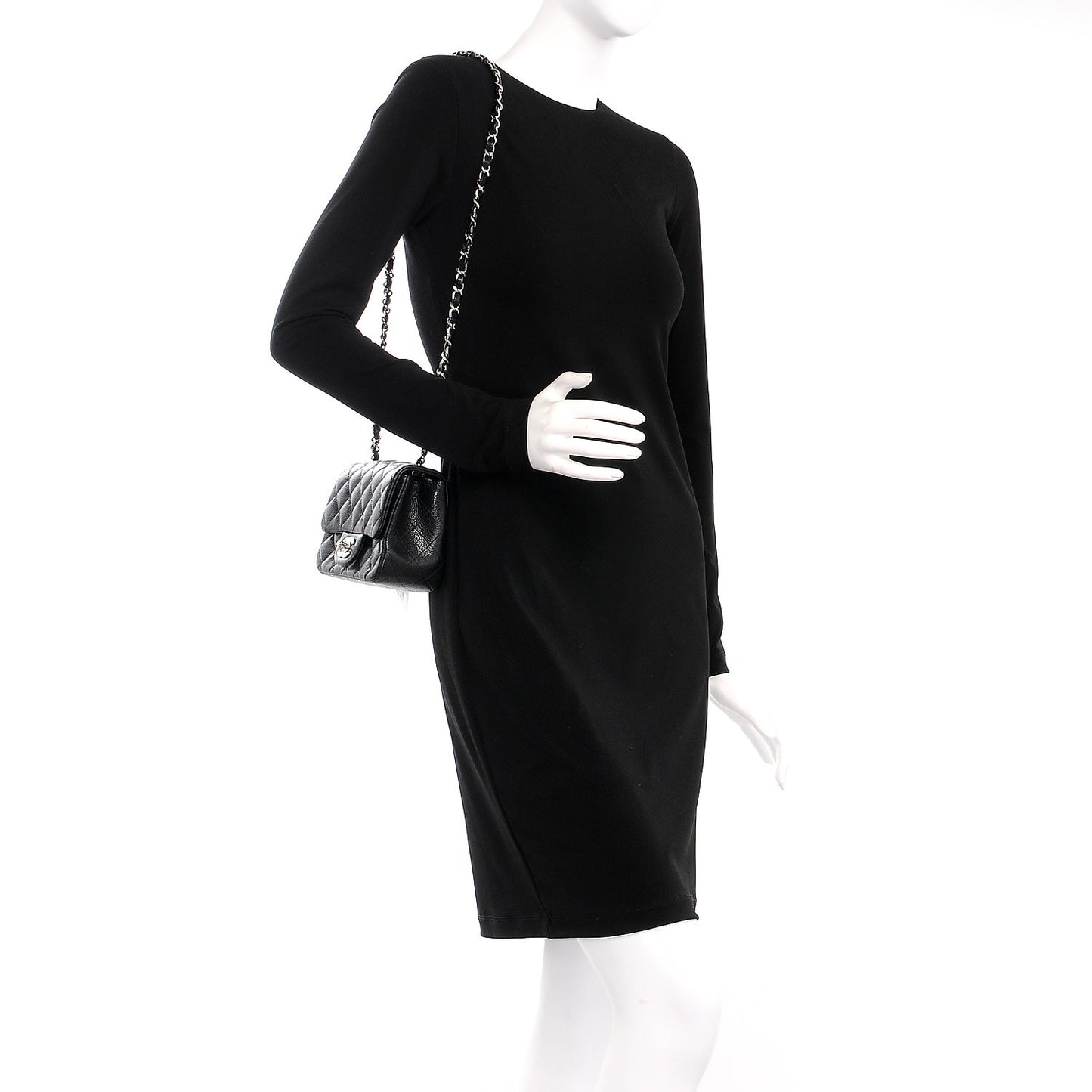 Caviar Quilted Mini Square Flap Black