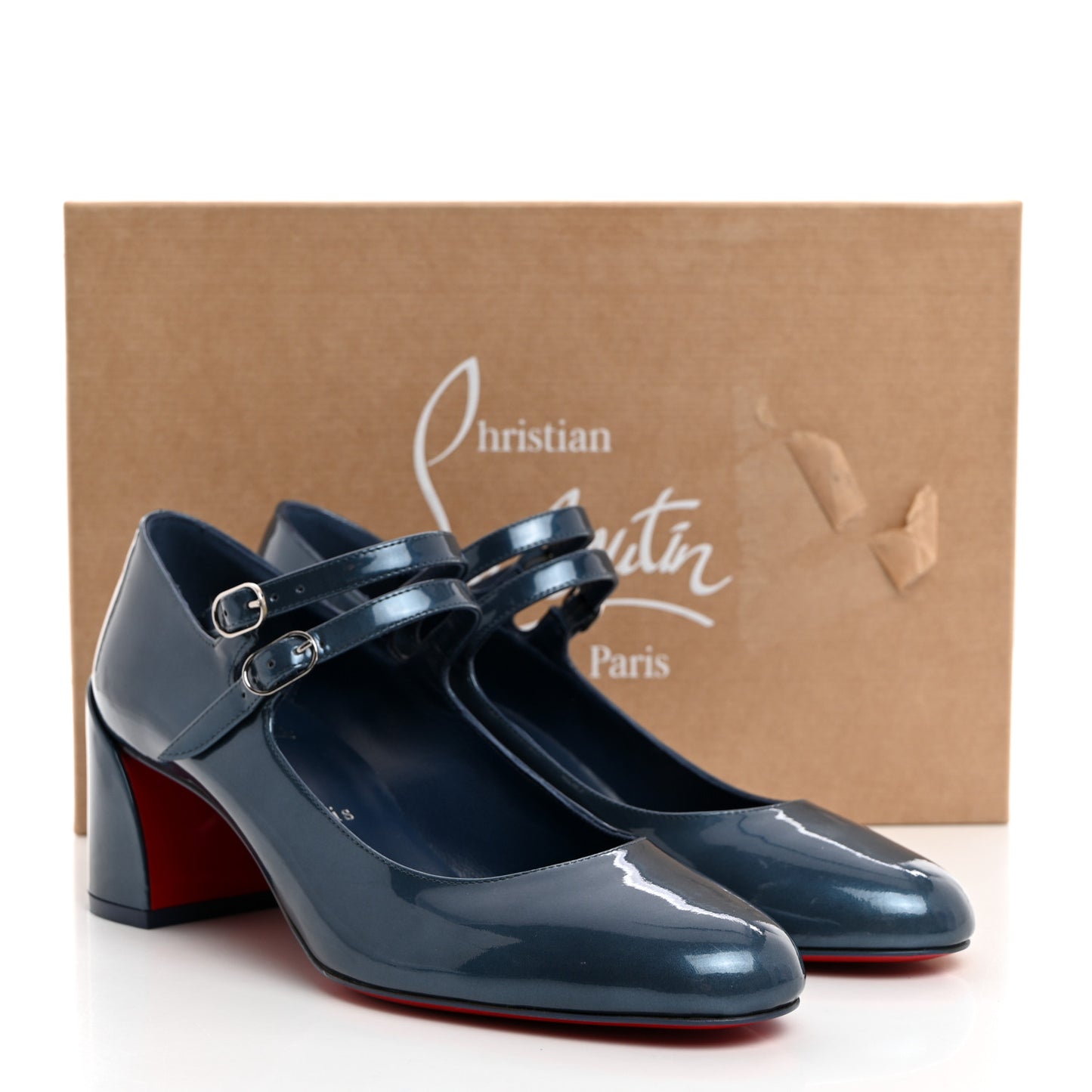 Metallic Calfskin Miss Jane Mary Janes 55 Pumps 38.5 Blue Silver