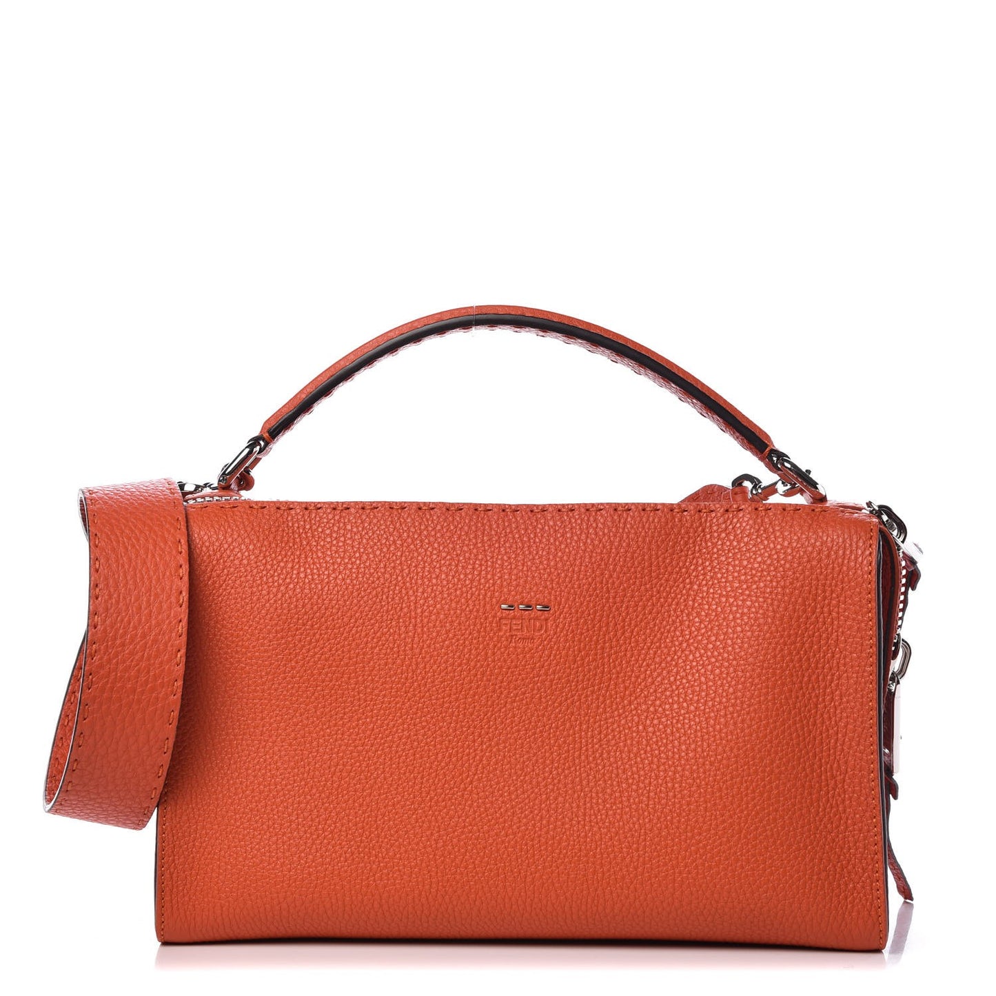Calfskin Romano Selleria Lei Boston Tote Dark Orange