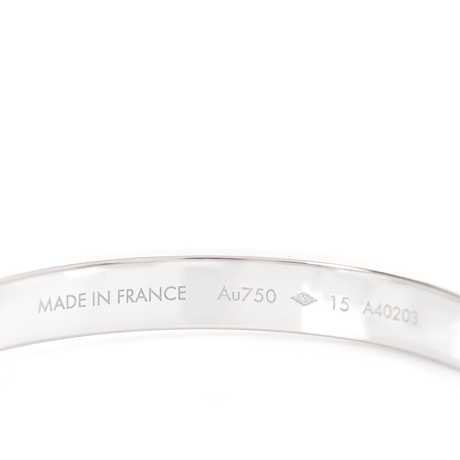 Louis Vuitton 18K White Gold Diamond Empreinte Bangle Bracelet 15 5 of 5