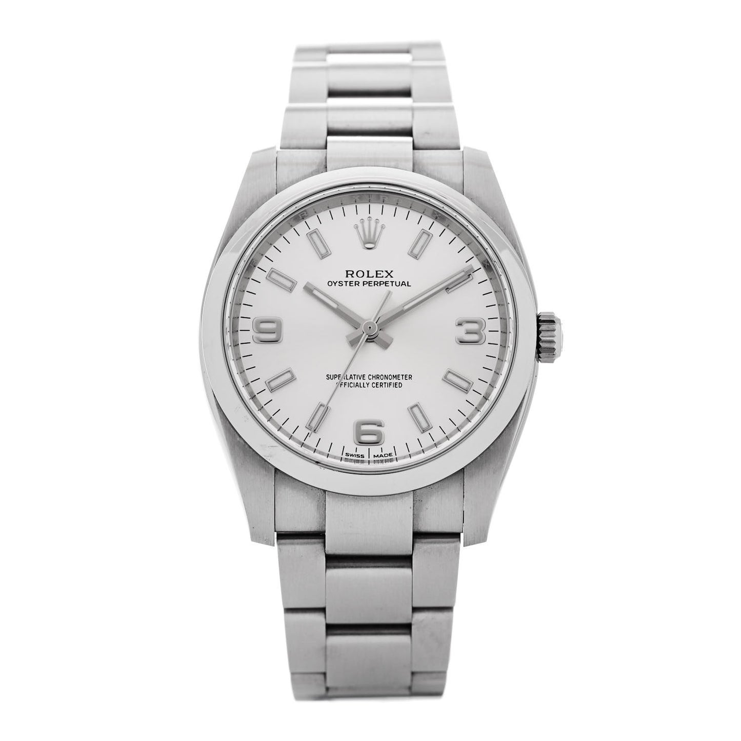 Stainless Steel 34mm Oyster Perpetual Watch Silver 114200