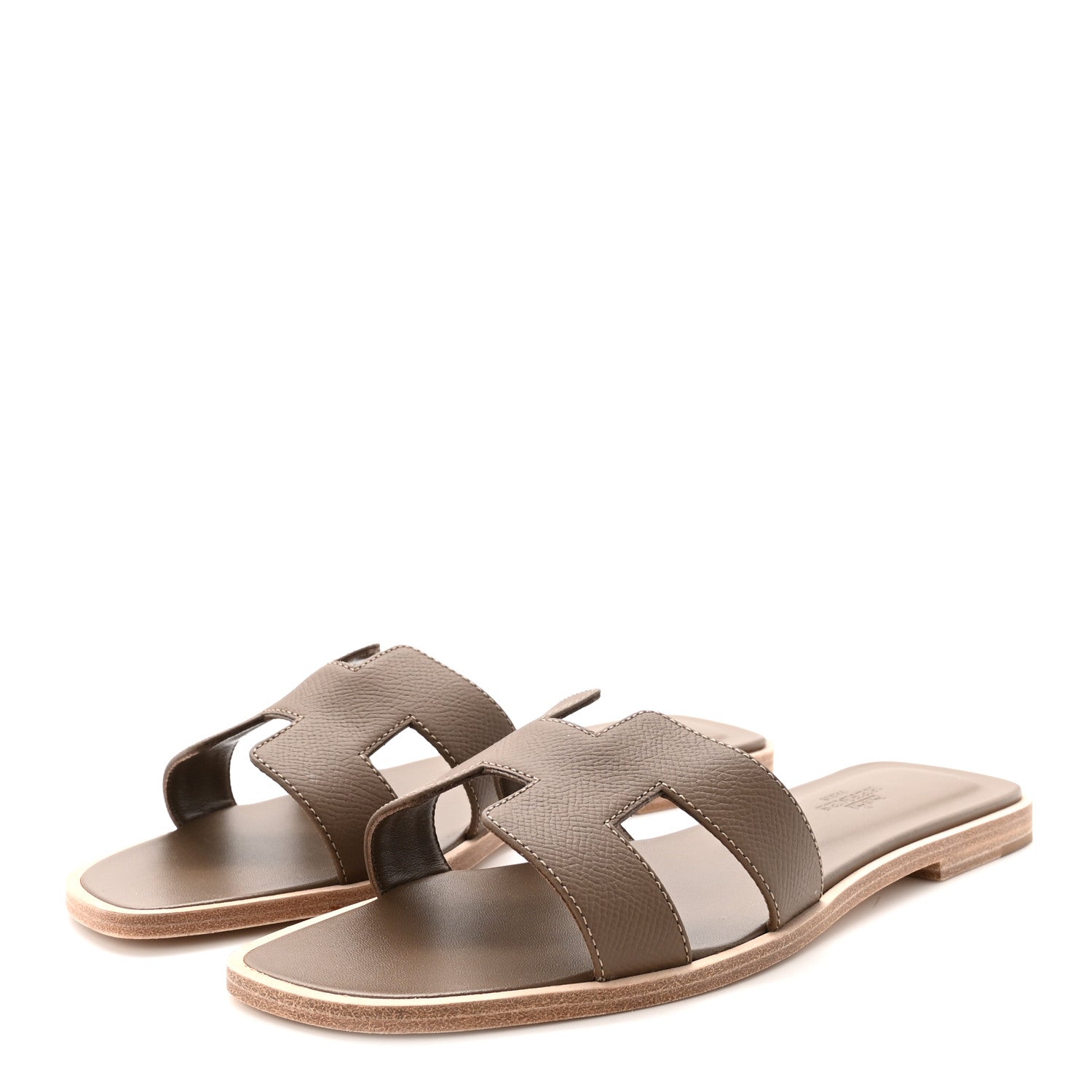 Hermes Epsom Oran Sandals 38.5 Etoupe 4 of 10
