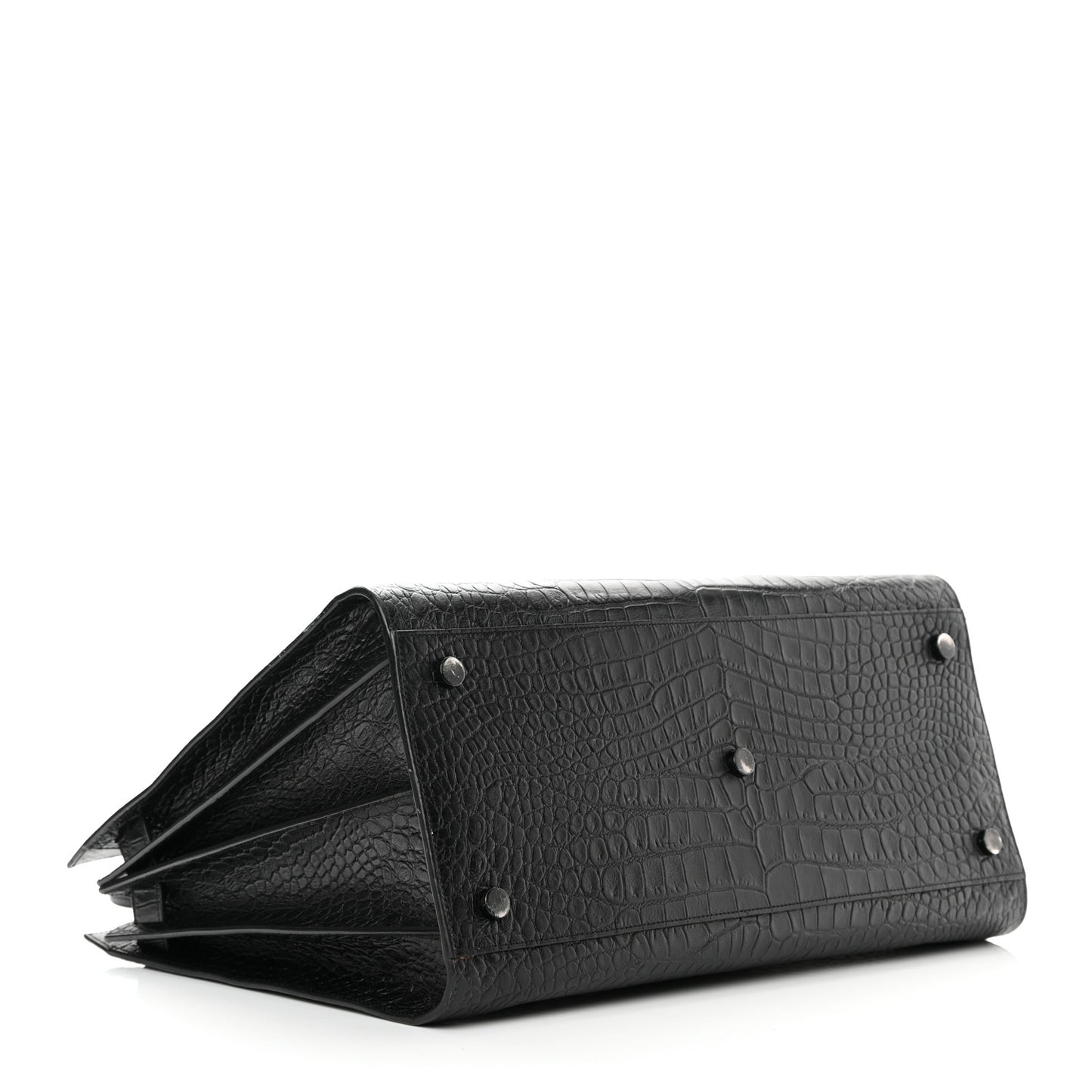 Calfskin Crocodile Embossed Large Sac De Jour Carryall Black