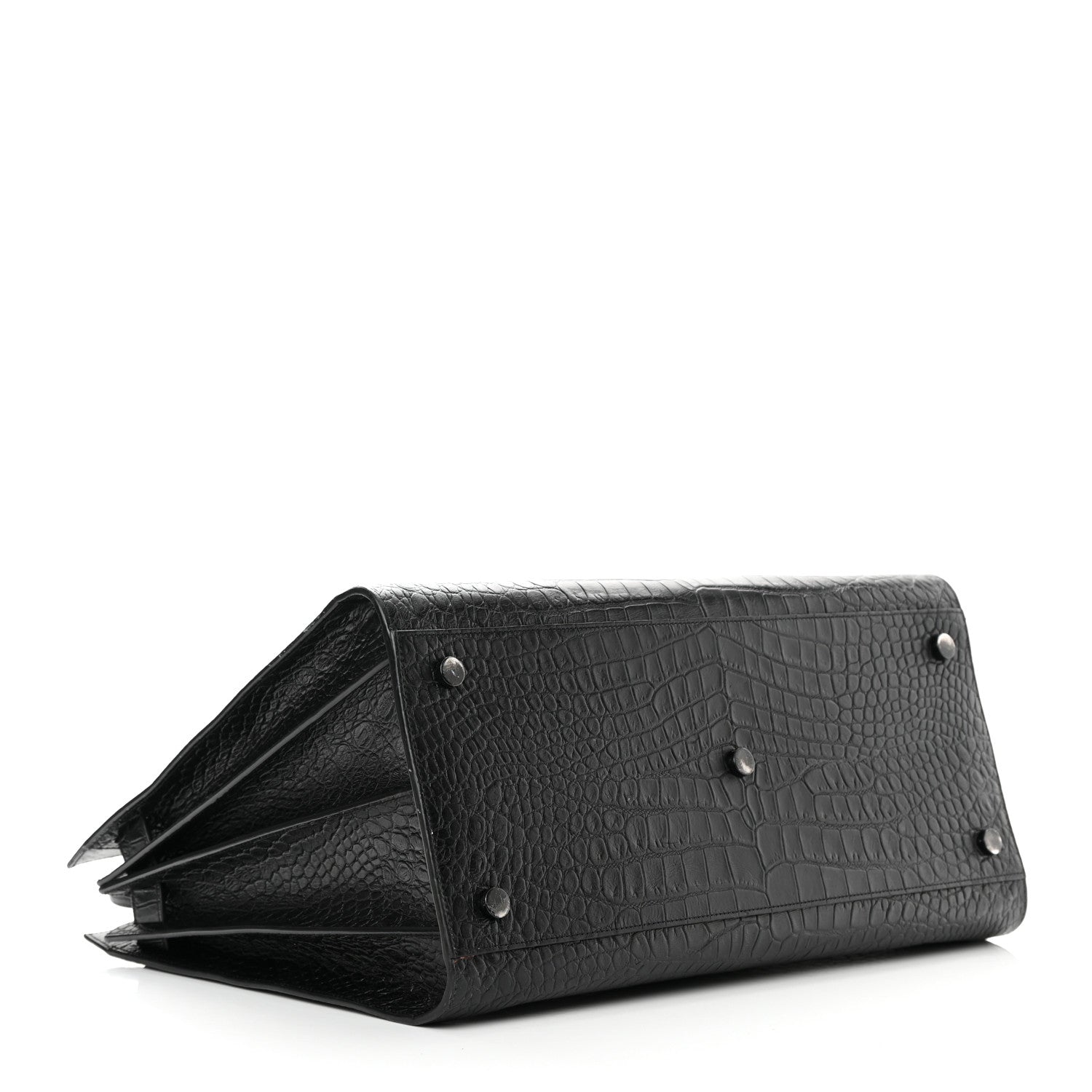 Saint Laurent Calfskin Crocodile Embossed Large Sac De Jour Carryall Black 4 of 26