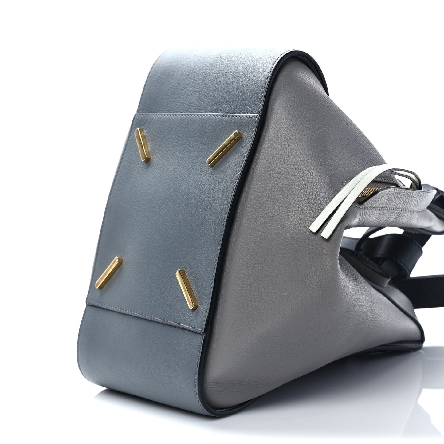 Grained Calfskin Small Hammock Shoulder Bag Blue Grey
