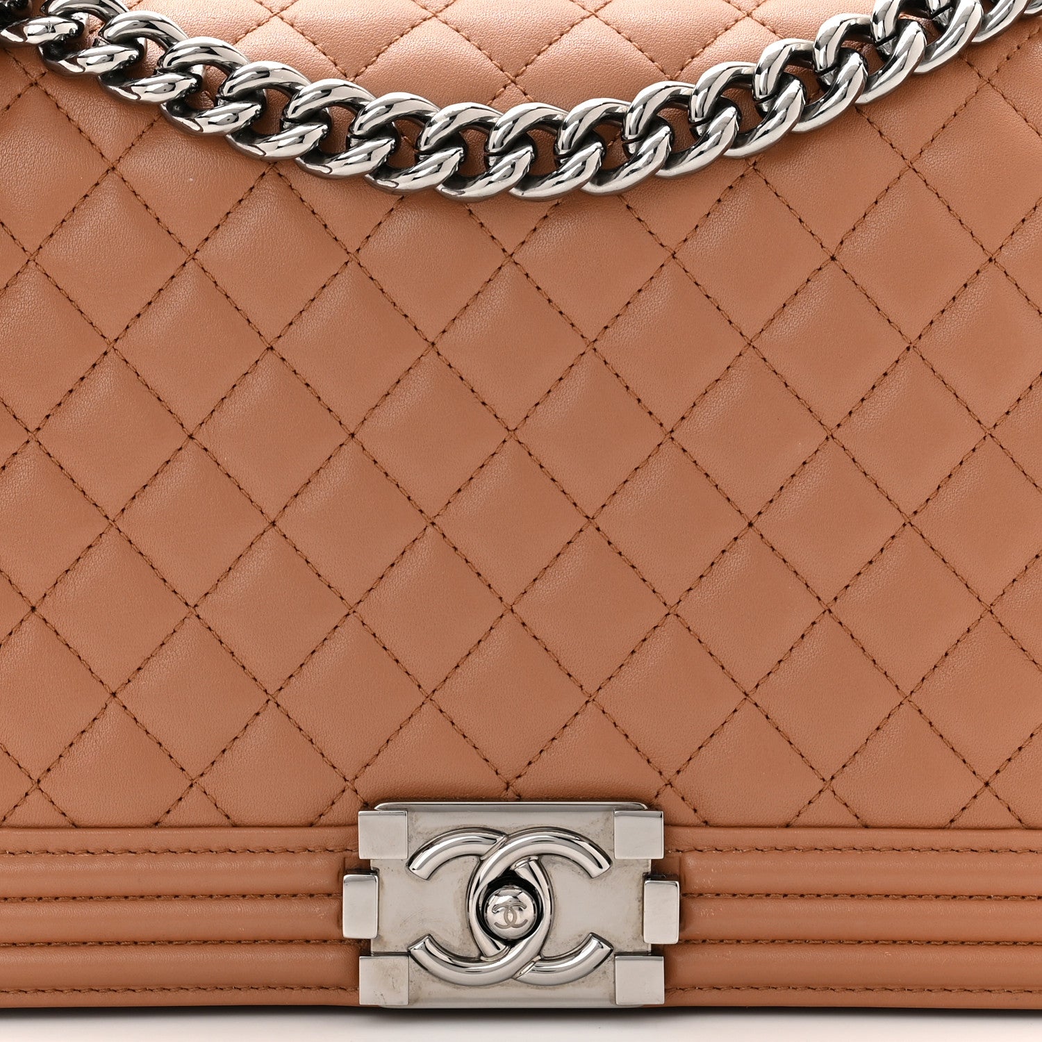 Chanel Calfskin Quilted New Medium Boy Flap Dark Beige 8 of 10