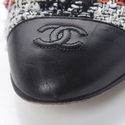 Chanel Tweed Cap Toe Loafers 38 Red Black 15 of 15