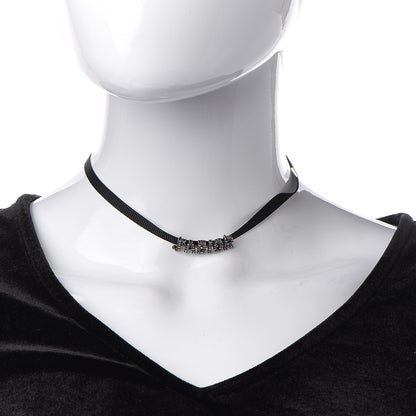 Christian Dior Grosgrain Ribbon Crystal J'Adior Logo Choker Necklace Multicolor 2 of 5