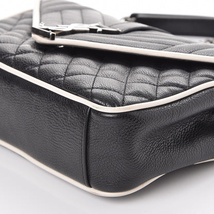 Saint Laurent Grained Calfskin Tri-Quilt Monogram Medium College Bag Black White 11 of 13