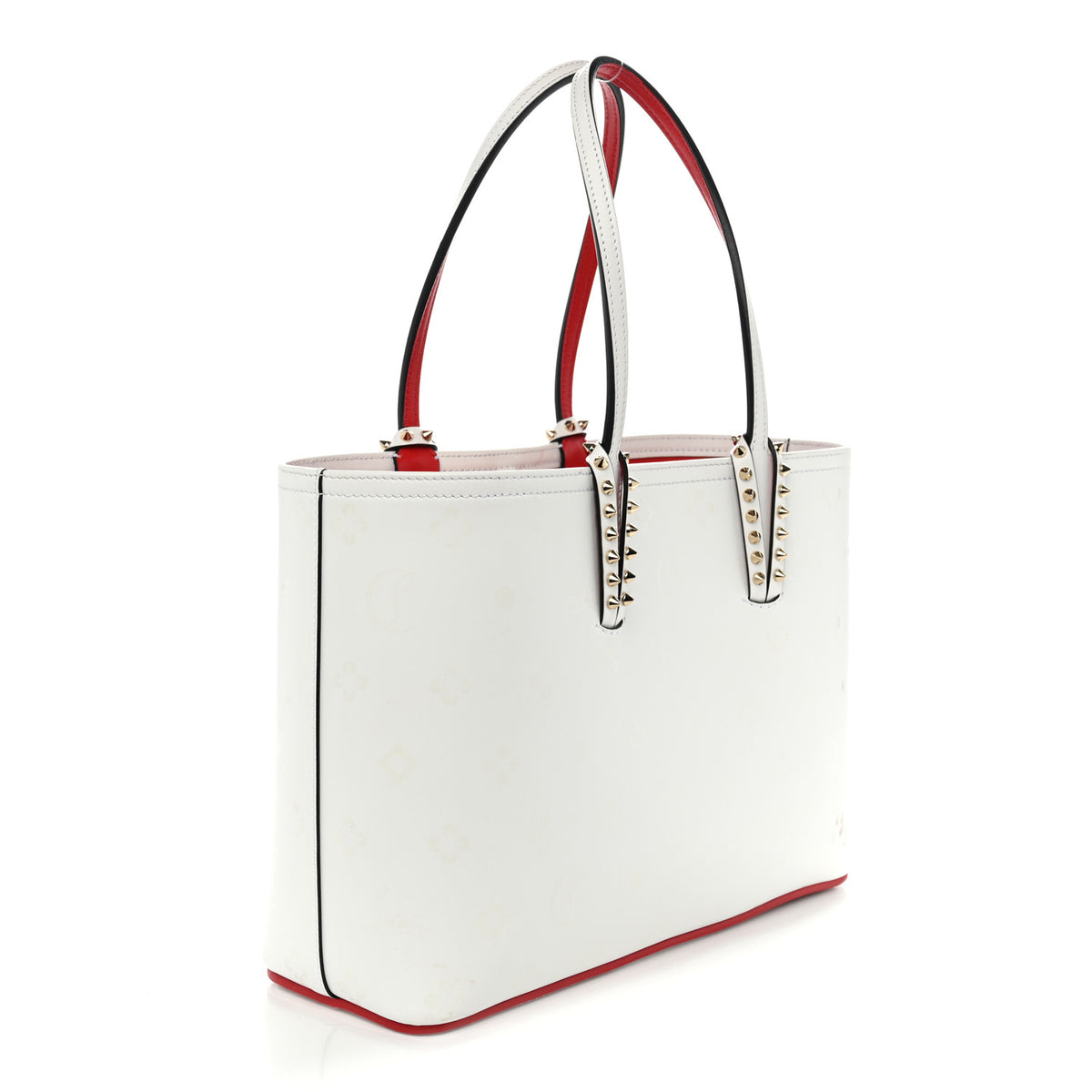 Christian Louboutin Calfskin Loubinthesky Perforated Cabata Tote White 4 of 12