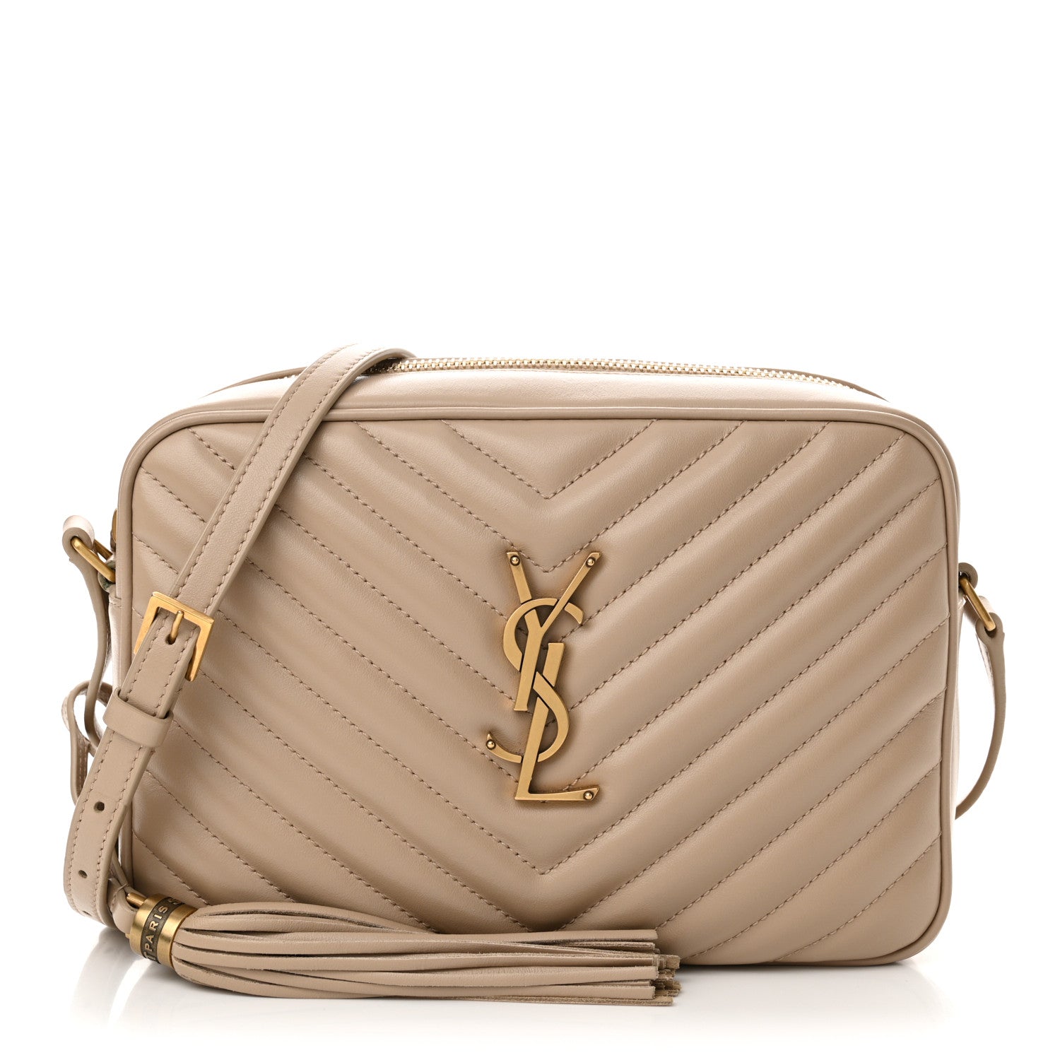 Saint Laurent Calfskin Matelasse Monogram Lou Camera Bag Dark Beige 1 of 11