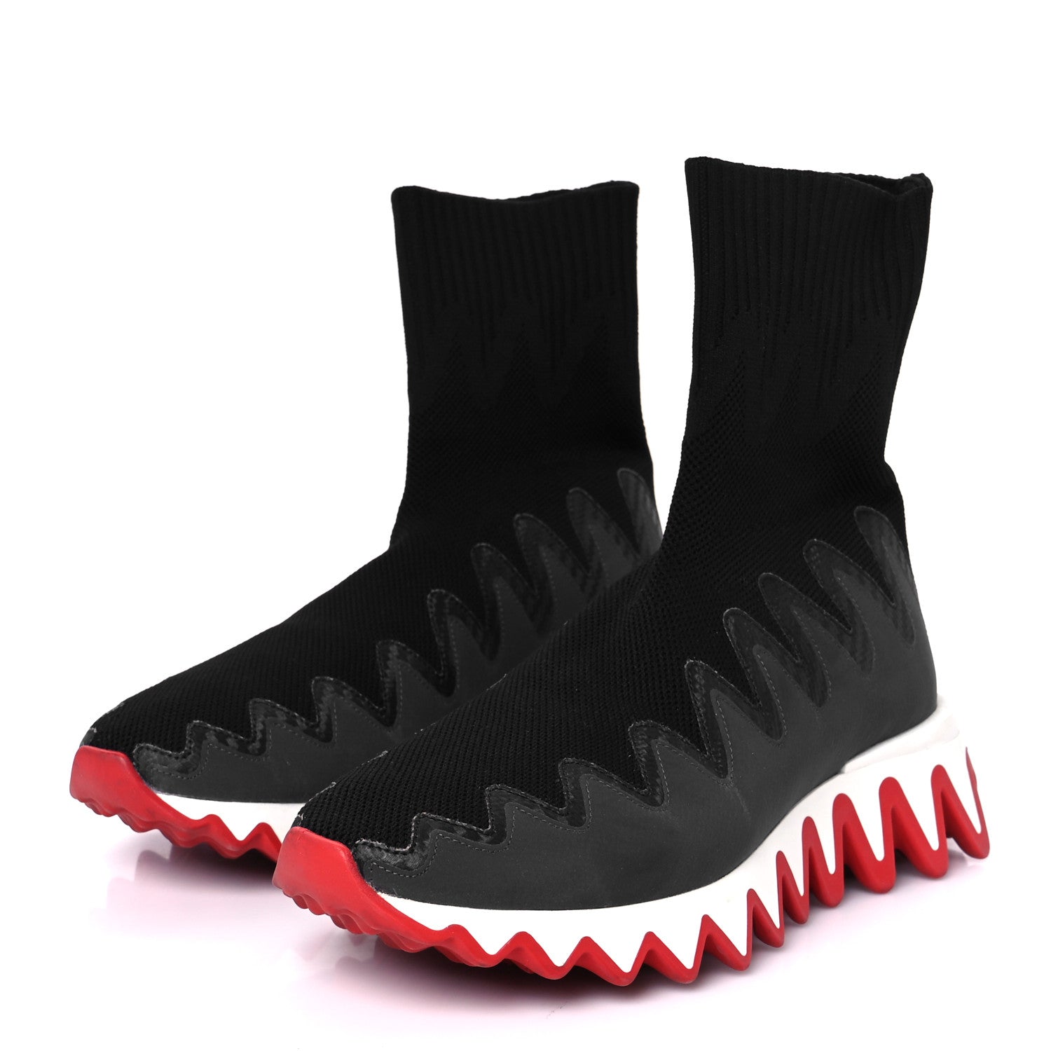 Christian Louboutin Knit Mesh Sharky Sock Sneakers 36 Black 4 of 10