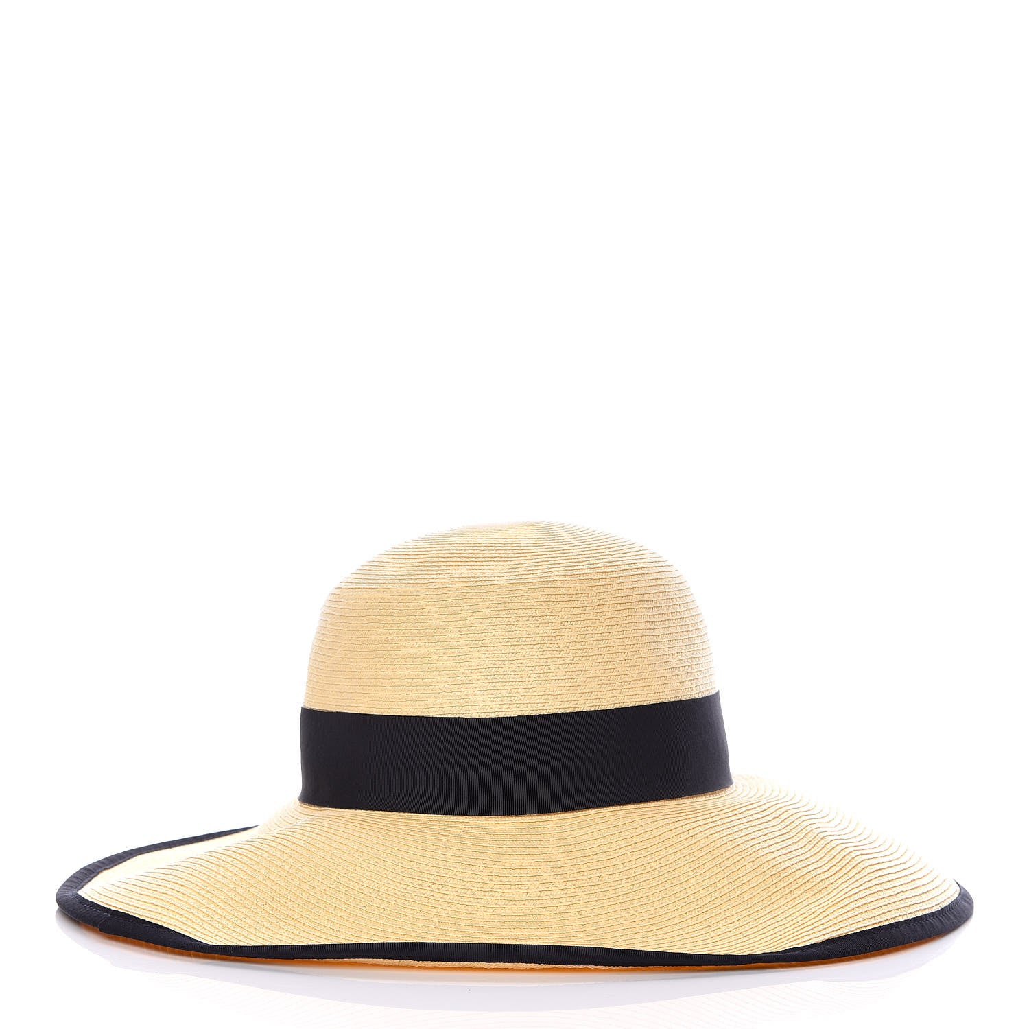 Gucci Straw Wide Brim 1973 Hat M Black Natural 3 of 9