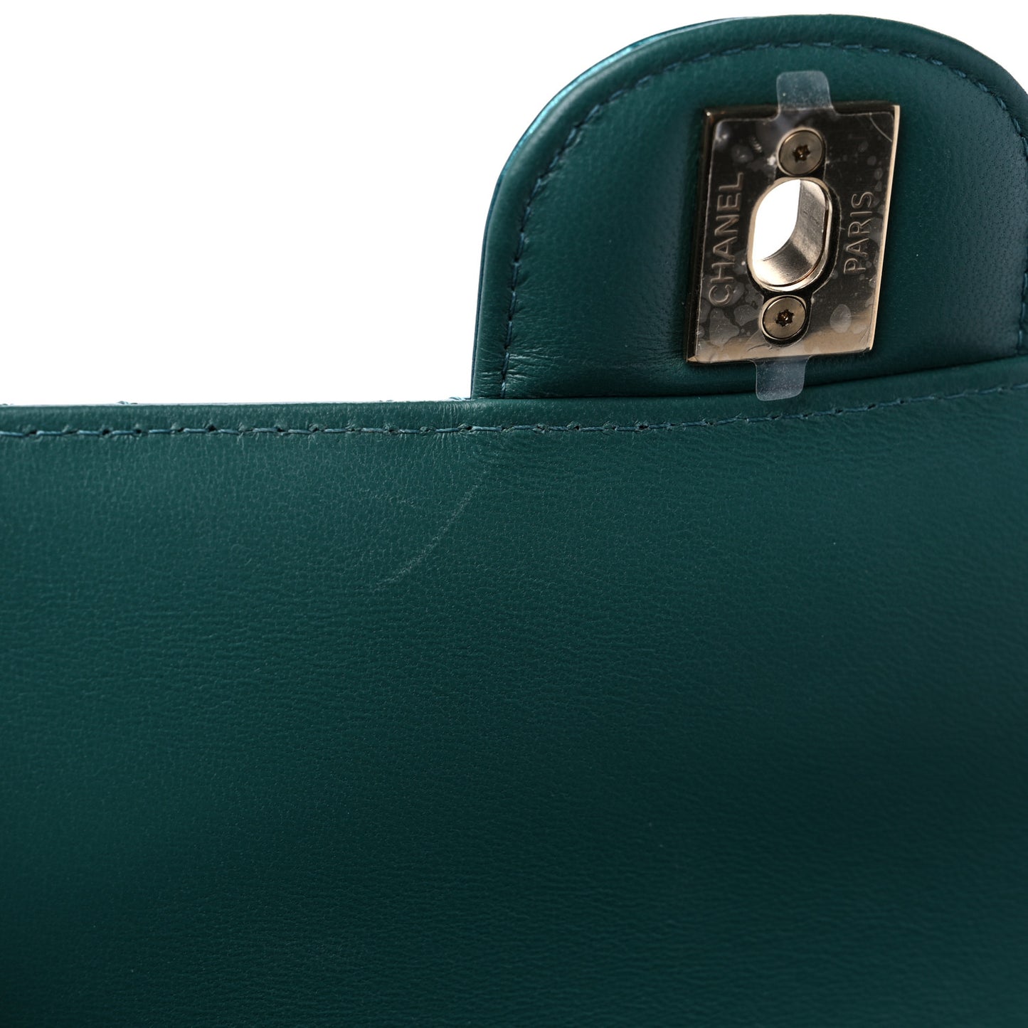 Shaded Patent Calfskin Quilted Mini Rectangular Flap Green Blue