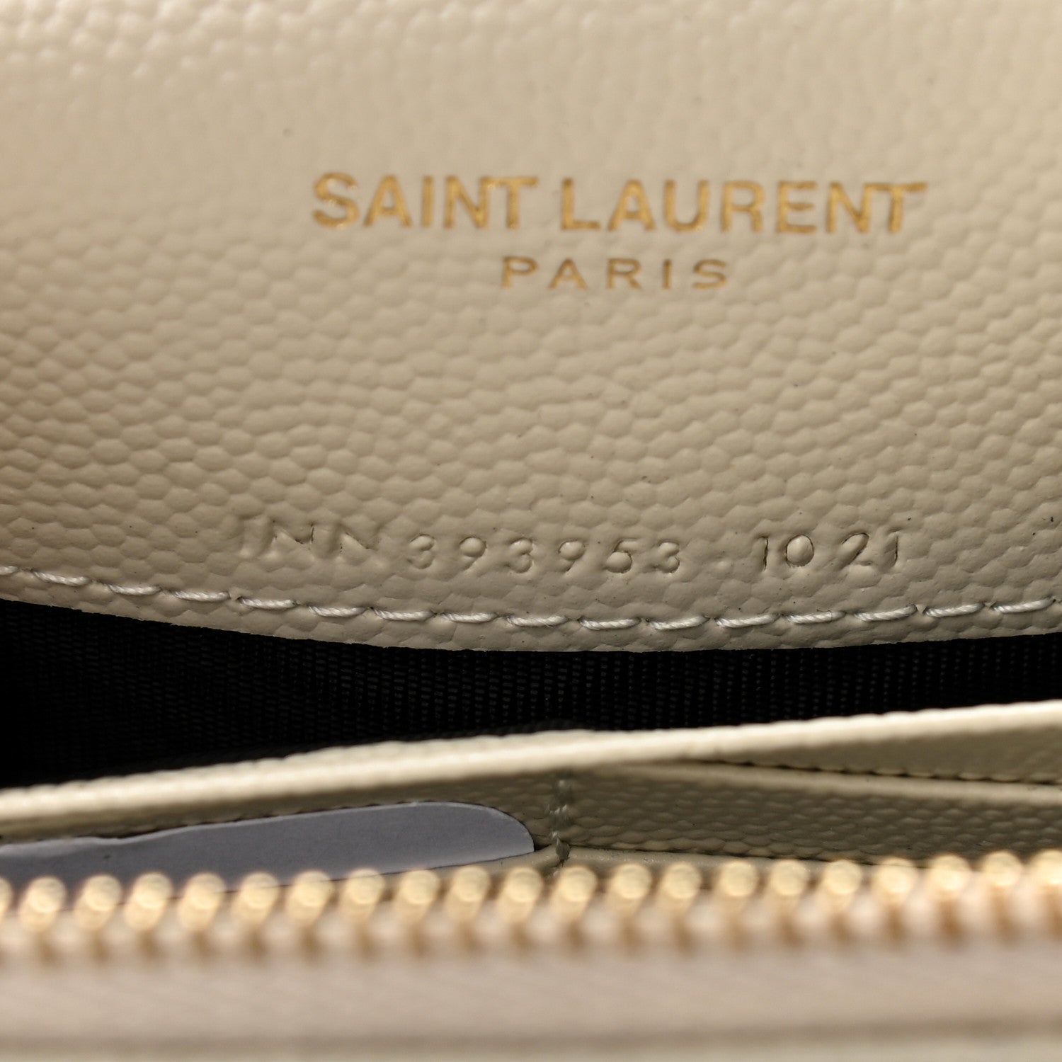 Saint Laurent Grain De Poudre Matelasse Chevron Monogram Envelope Chain Wallet Optical White 7 of 9