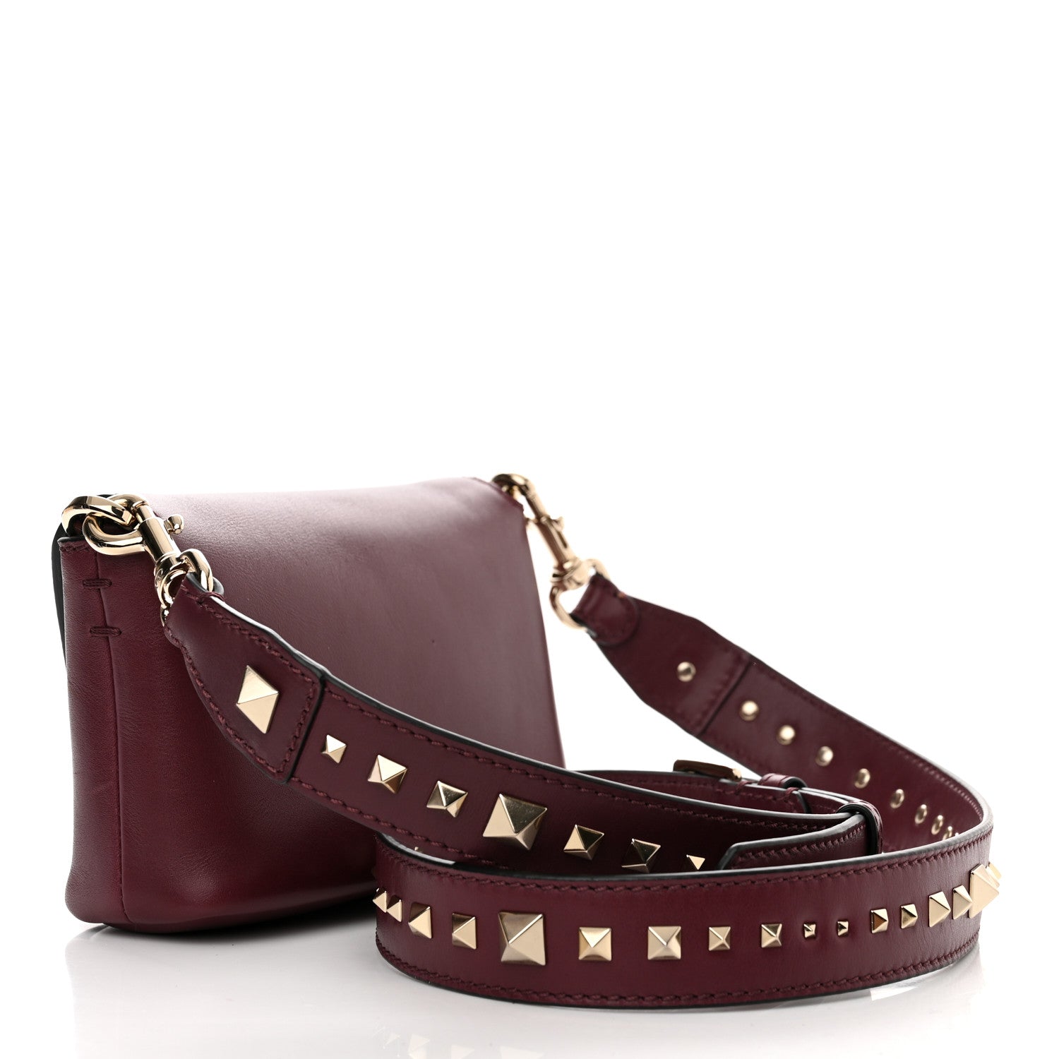 Valentino Garavani Vitello Small Rockstud Demilune Shoulder Bag Vinaccia 3 of 10
