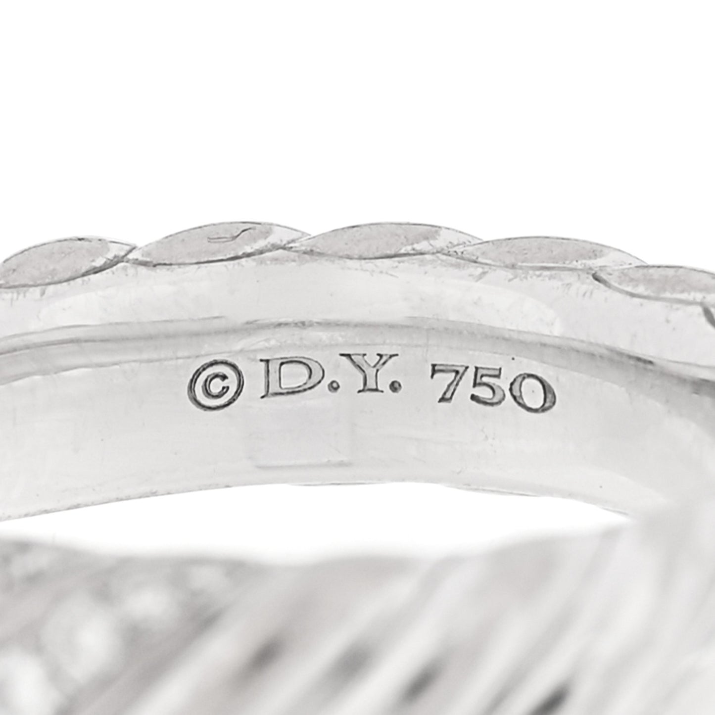 18K White Gold Diamond 4.6mm Sculpted Cable Band Ring 49 5