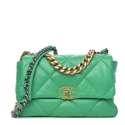 Chanel Goatskin Quilted Large 19 Flap Green 1 of 10