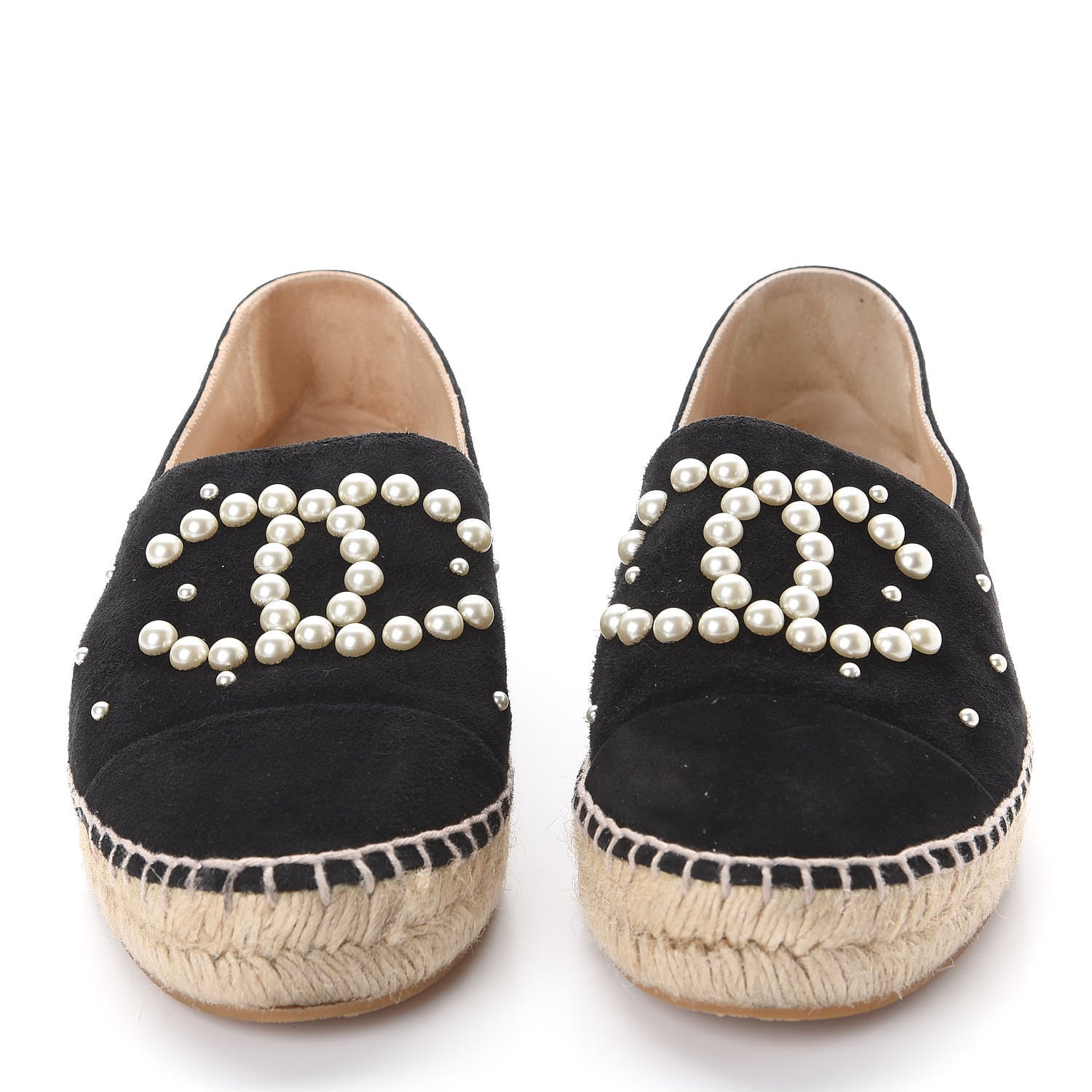 Chanel Suede Pearl CC Espadrilles 38 Black 2 of 11