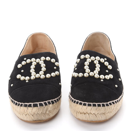 Chanel Suede Pearl CC Espadrilles 38 Black 2 of 11