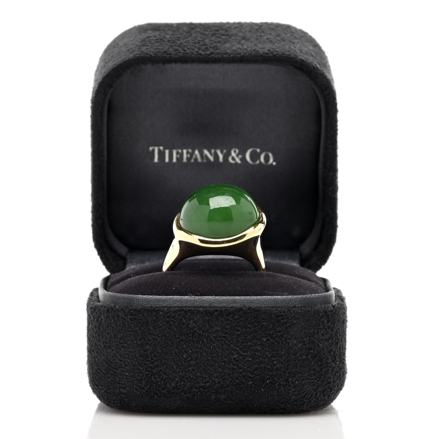 18K Yellow Gold Green Jade 15mm Elsa Peretti Cabochon Ring 52 6