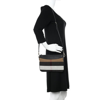 Burberry Mega Check Peyton Crossbody Clutch Bag Black 2 of 12