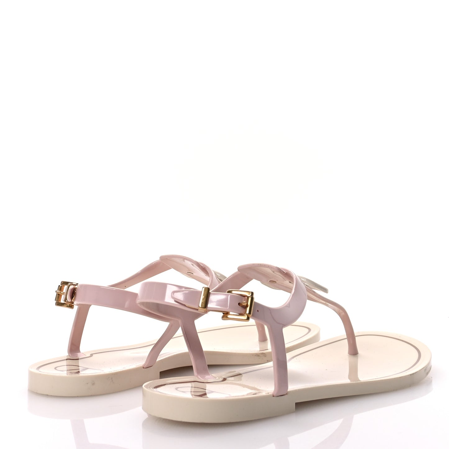 PVC Vlogo Flat Thong Sandals 37 Rose Quartz Light Ivory