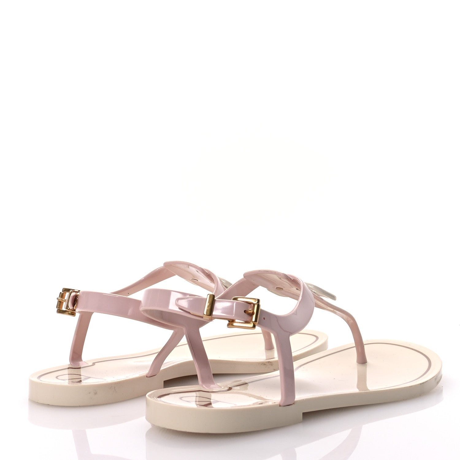 Valentino Garavani PVC Vlogo Flat Thong Sandals 37 Rose Quartz Light Ivory 5 of 7