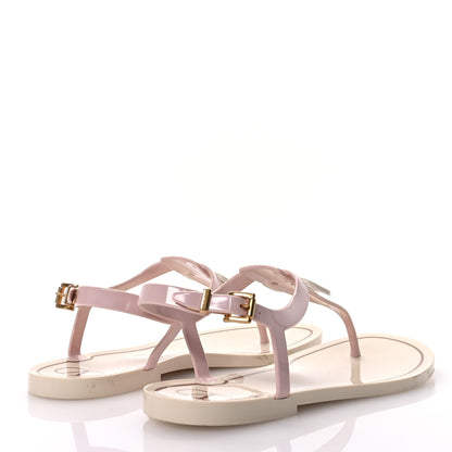 Valentino Garavani PVC Vlogo Flat Thong Sandals 37 Rose Quartz Light Ivory 5 of 7