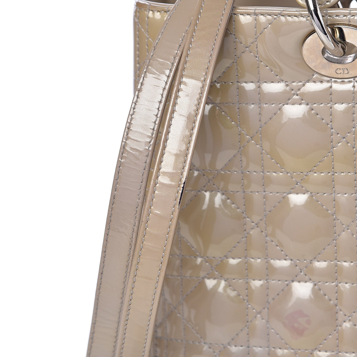 Patent Cannage Large Lady Dior Beige