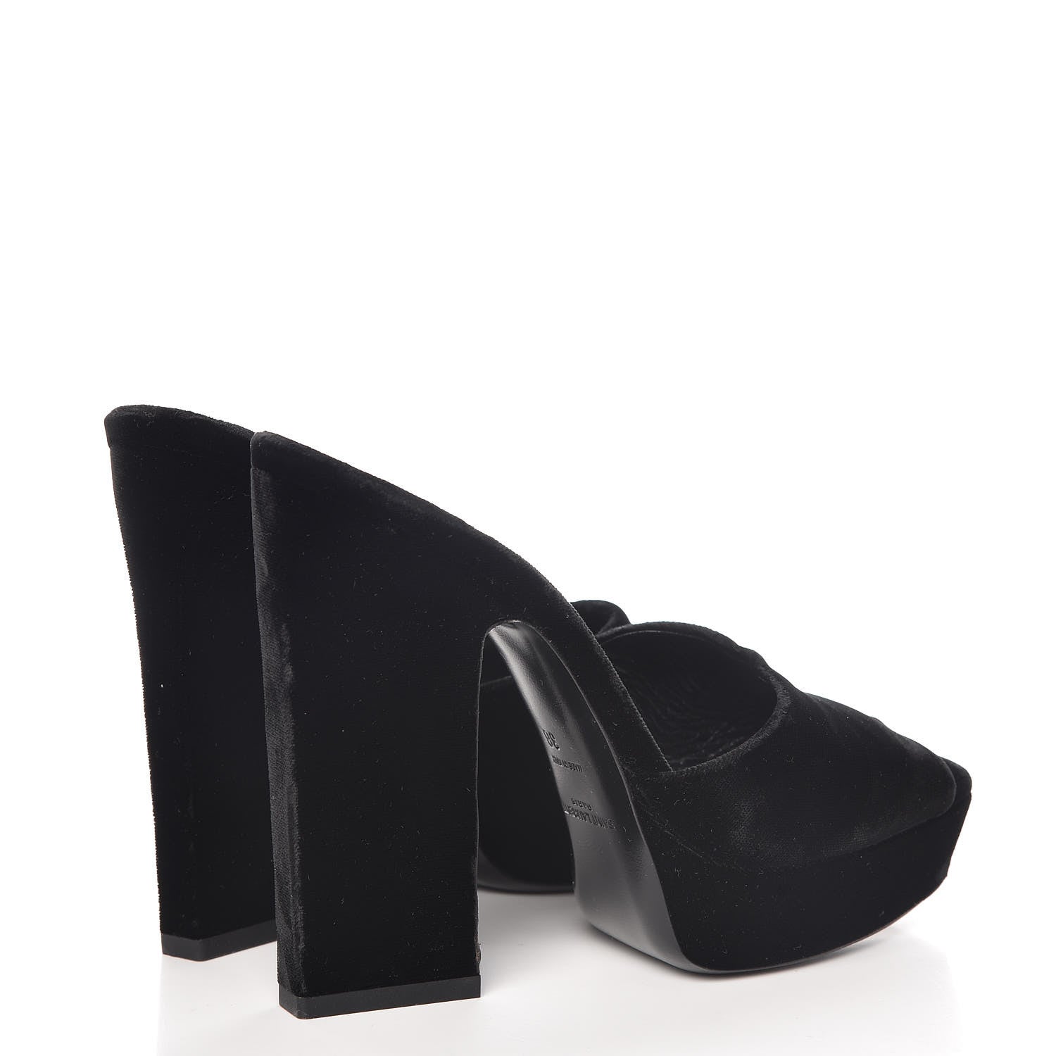 Saint Laurent Velvet Debbie Platform Slide Sandals 38 Black 4 of 13