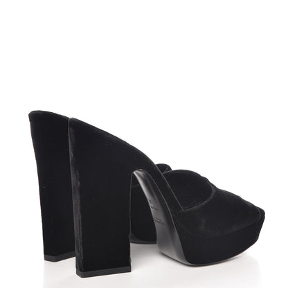 Saint Laurent Velvet Debbie Platform Slide Sandals 38 Black 4 of 13