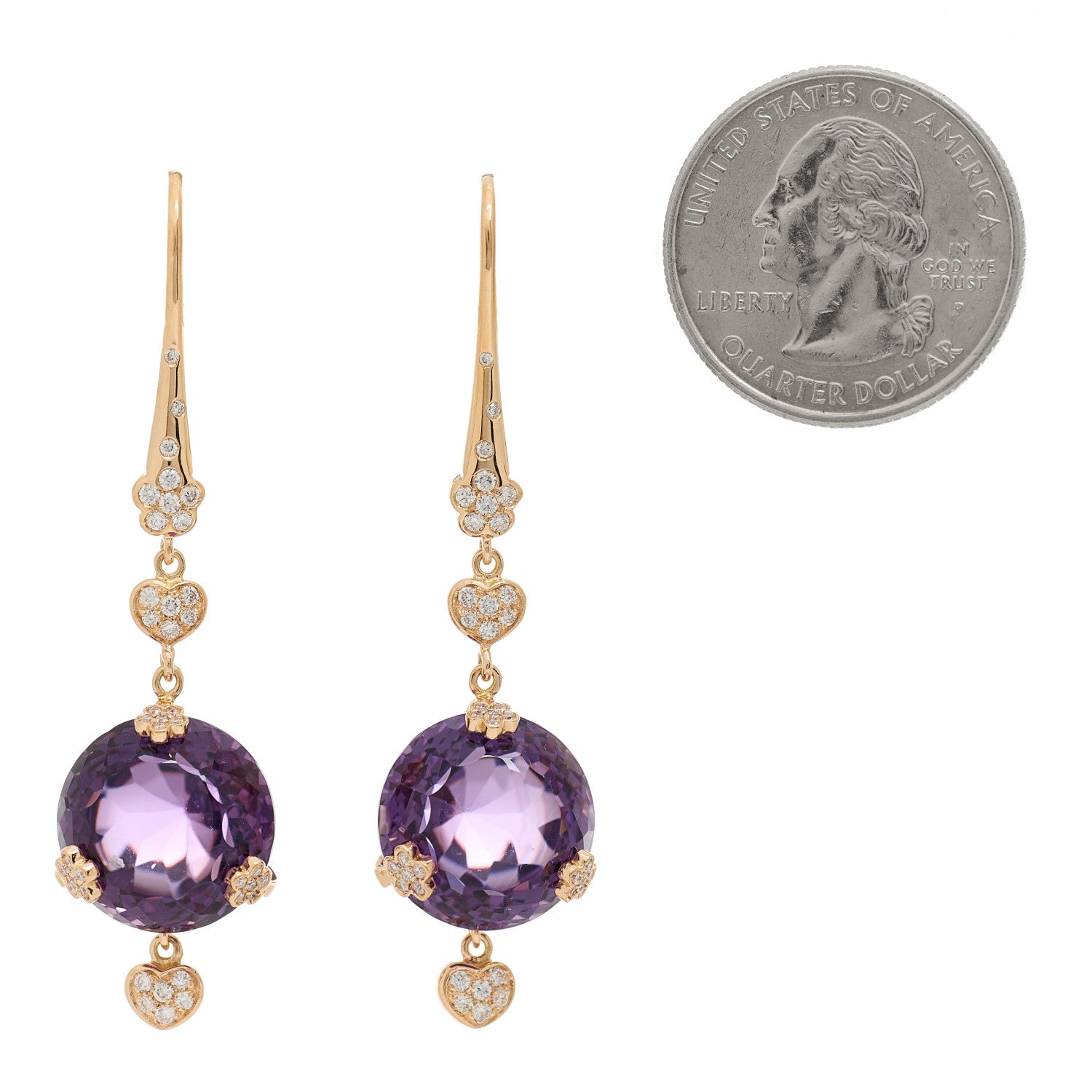 Pasquale Bruni 18K Rose Gold Diamond Amethyst Sissi Drop Earrings 2 of 4
