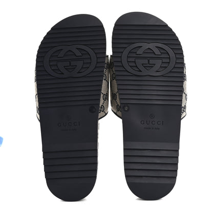 Gucci Canvas GG Monogram Mens Slide Sandals 10 Beige Blue 6 of 9
