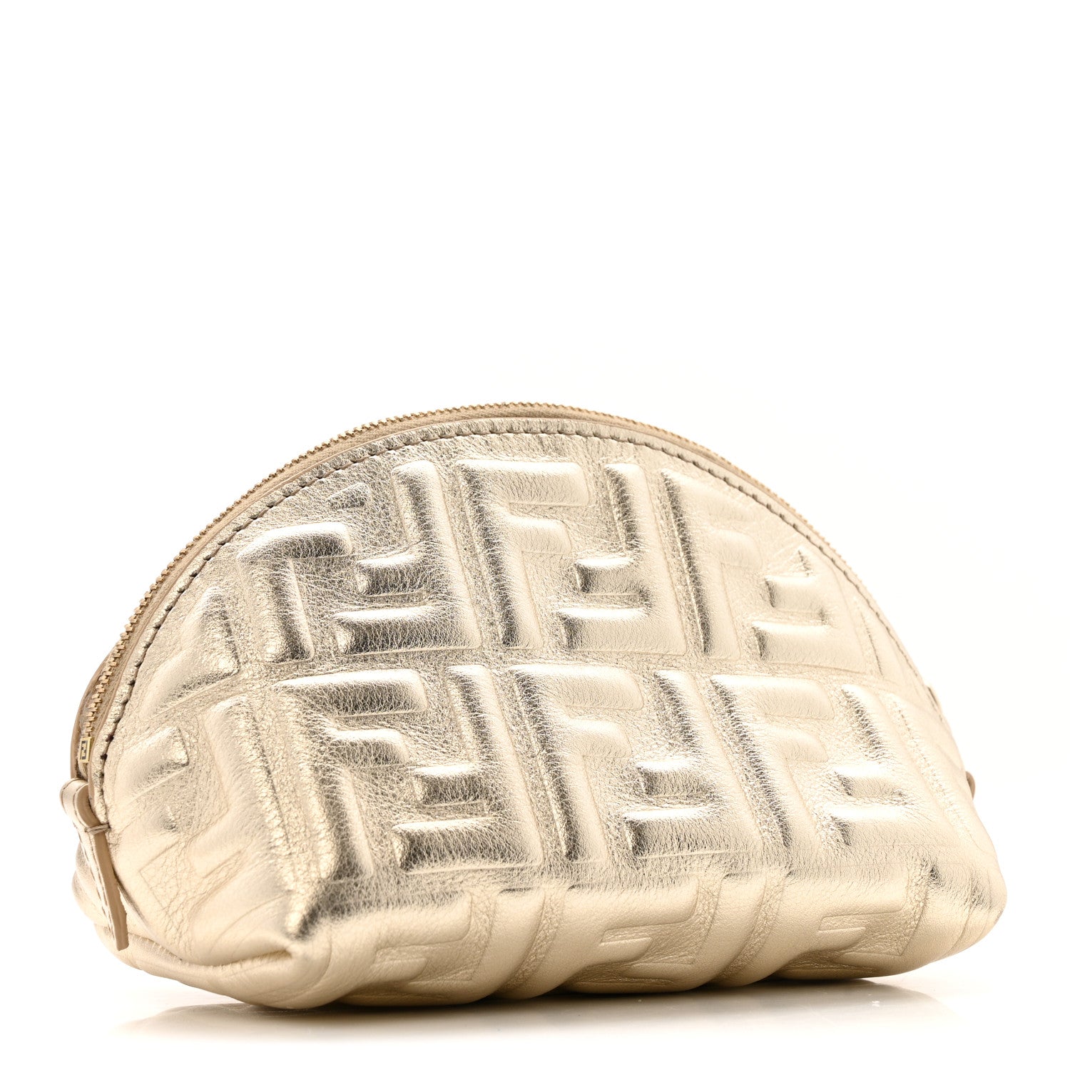 Fendi Metallic Nappa Matisse FF Embossed Small Beauty Pouch Platino 3 of 8