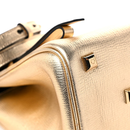 Salvatore Ferragamo Metallic Hammered Calfskin Studio Top Handle Bag Gold 8 of 16