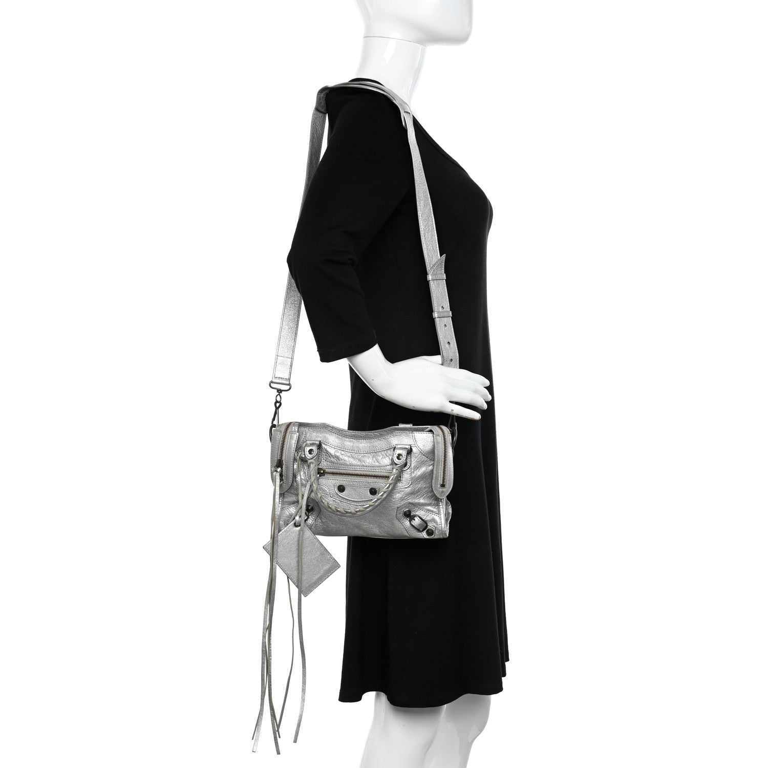 Balenciaga Metallic Agneau Classic Hardware Mini City Gris Aluminum 2 of 10