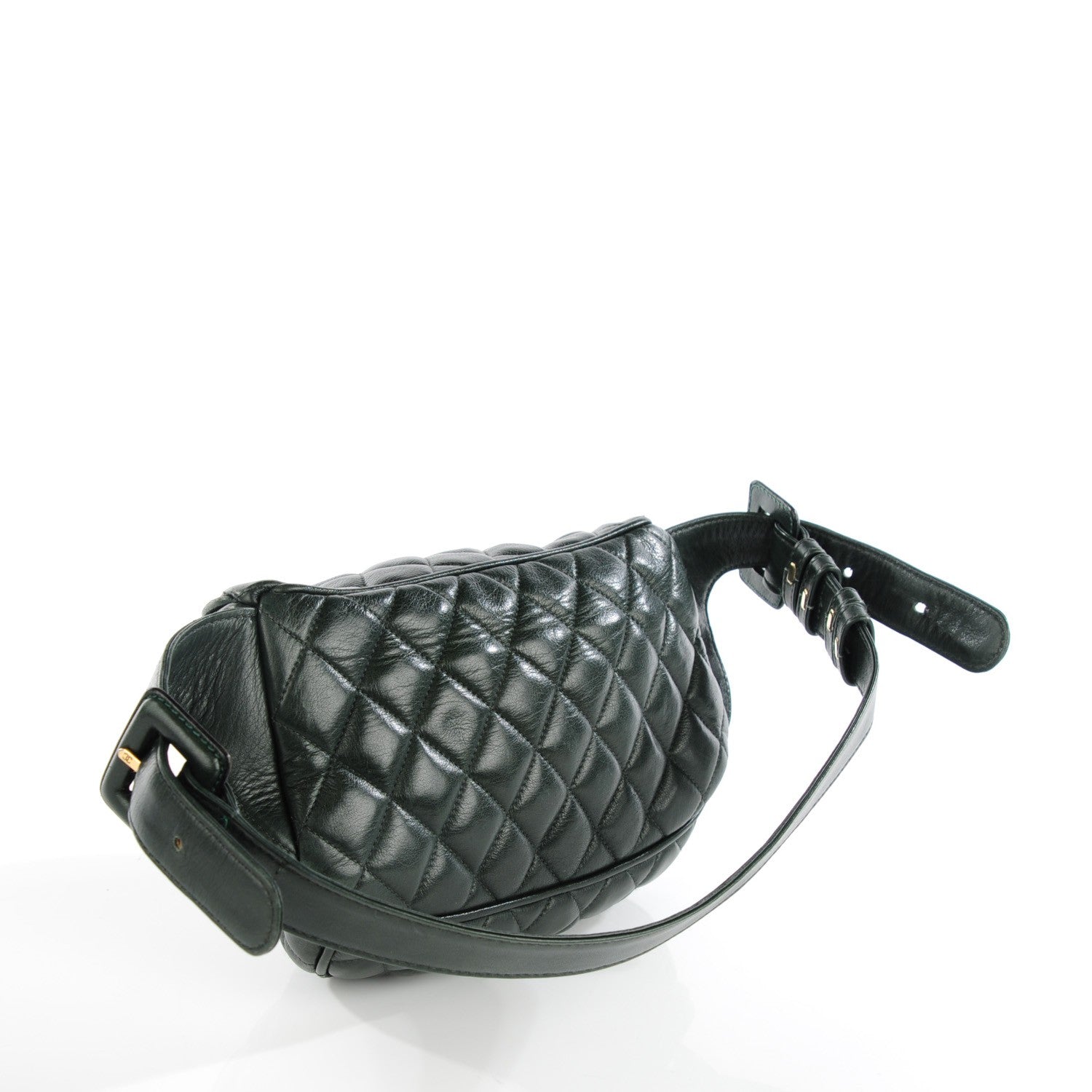 Chanel Lambskin Quilted Waist Belt Bag Fanny Pack 75 30 Dark Green 3 of 8