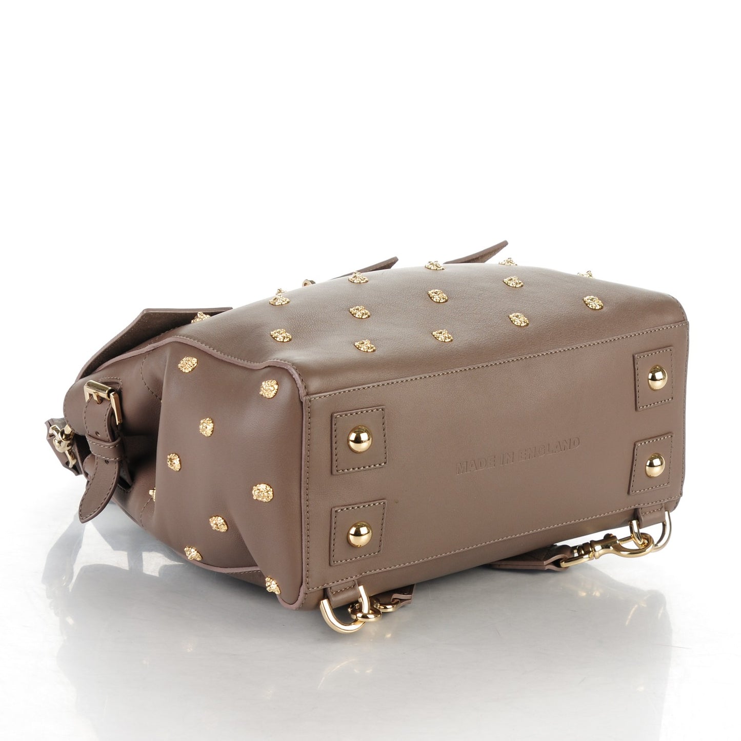 Calfskin Studded Medium Cara Delevingne Convertible Satchel Taupe