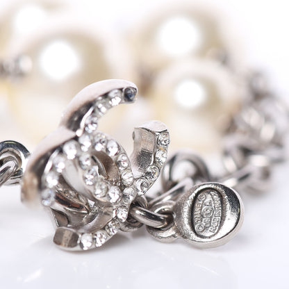 Chanel Pearl Crystal CC Bracelet Silver 4 of 5
