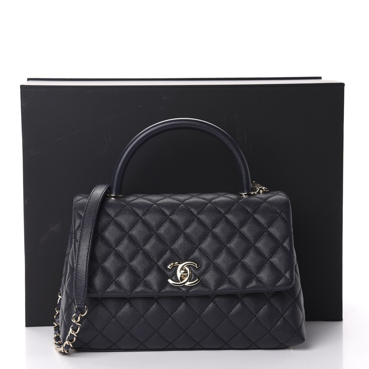 Chanel Caviar Quilted Small Coco Handle Flap Navy 11 of 11