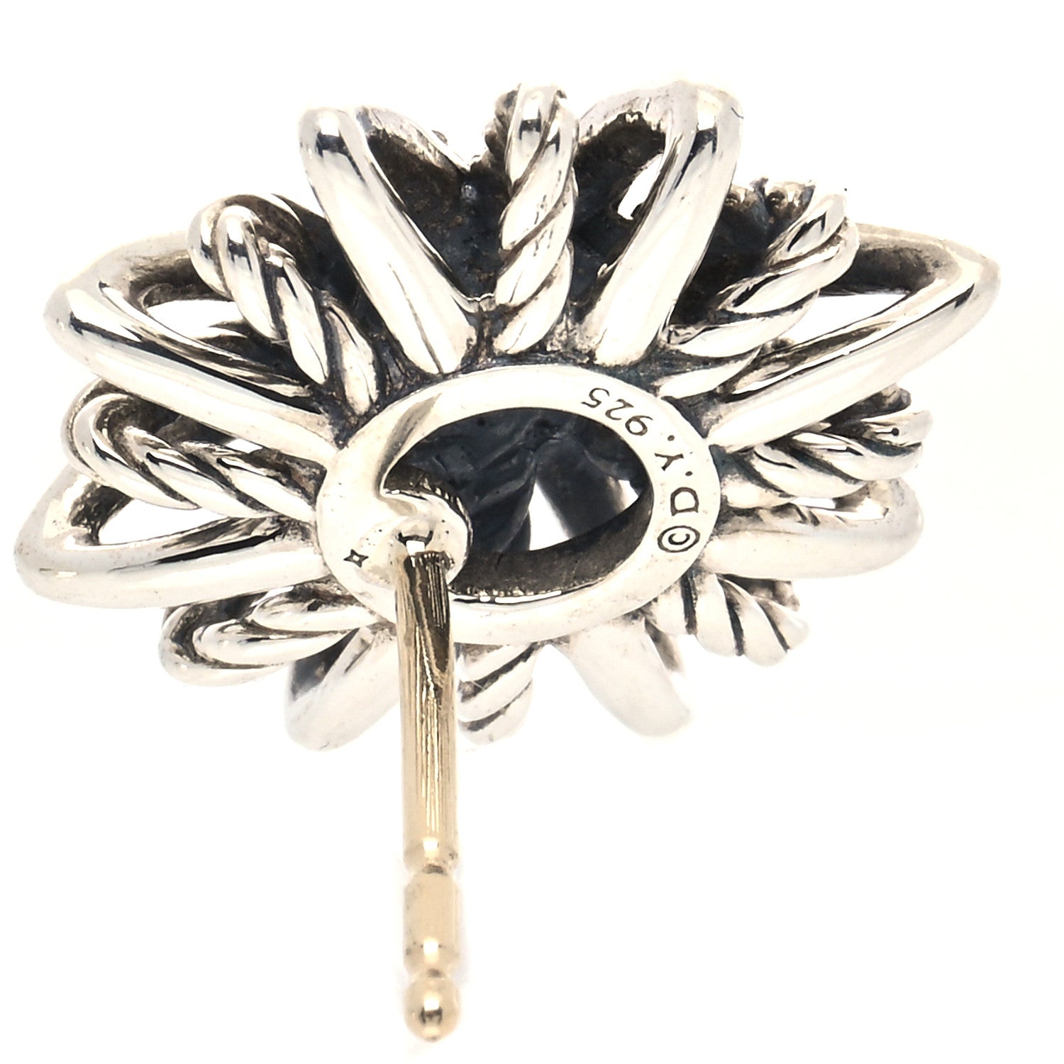 David Yurman Sterling Silver Diamond 16mm Starburst Earrings 5 of 5