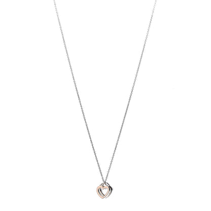 Tiffany Sterling Silver 18K Rose Gold Double Open Heart Pendant Necklace 1 of 9