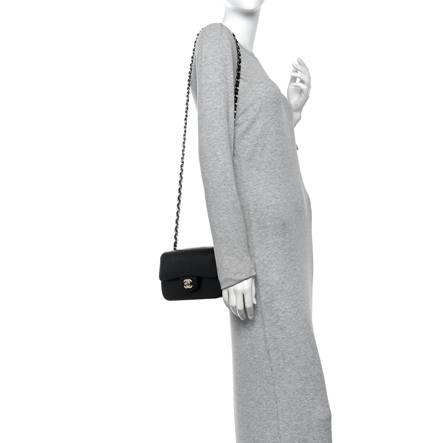 Chanel Lizard Mini Rectangular Flap Black 2 of 11