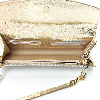 Jimmy Choo Glitter Fabric Large Riane Clutch Champagne 4 of 10