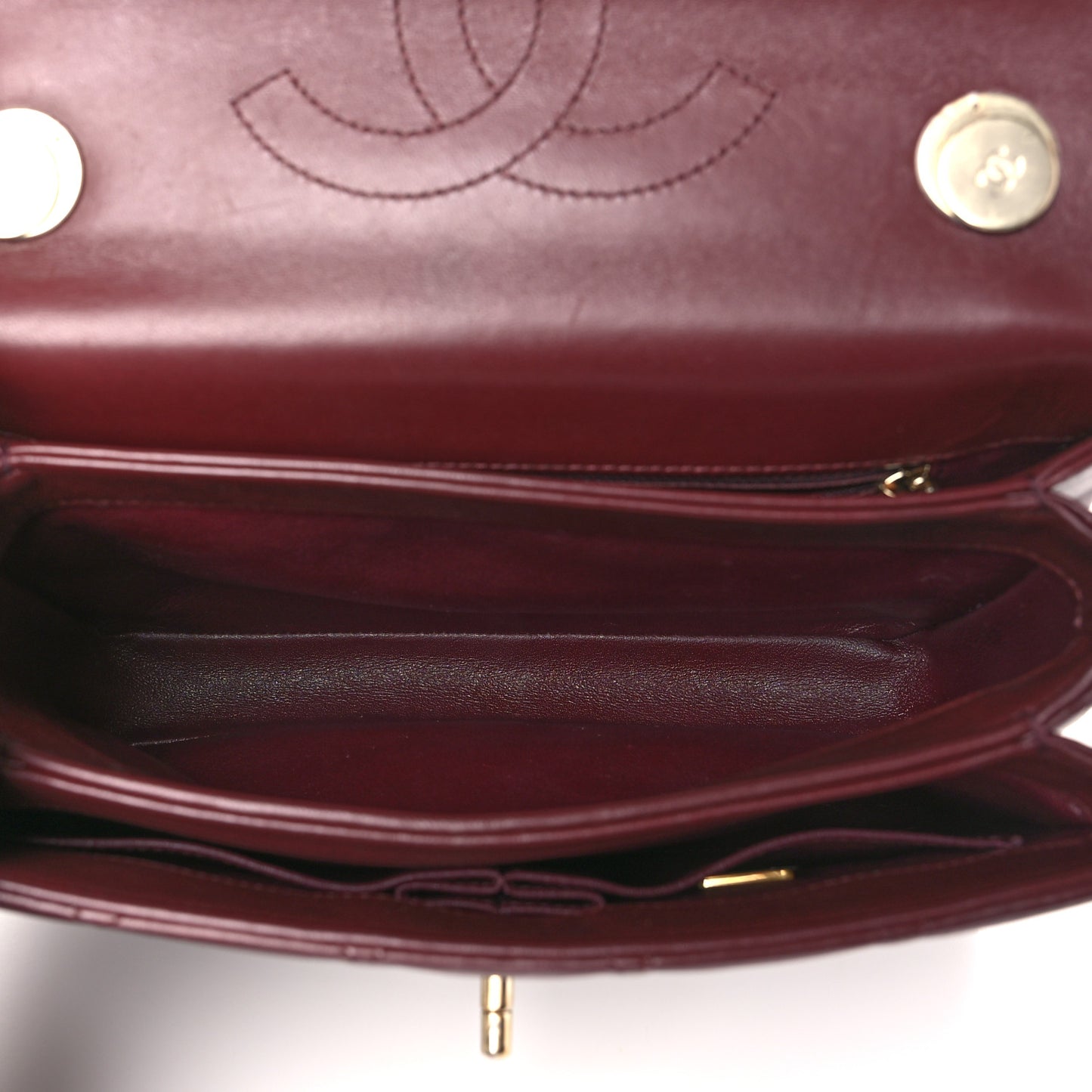 Lambskin Quilted Small Trendy CC Flap Dual Handle Bag Burgundy