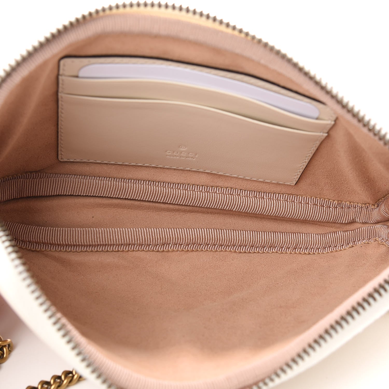Gucci Calfskin Matelasse Mini GG Marmont Chain Crossbody Bag White 5 of 9
