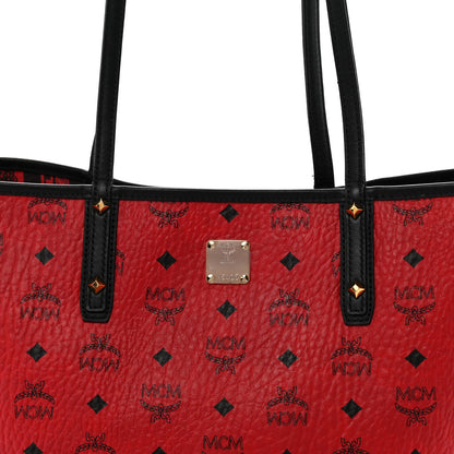 MCM Visetos Medium Project Reversible Shopper Tote Ruby Red Black 12 of 19
